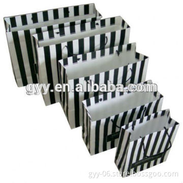 190gsm art paper Bag with black stripe
